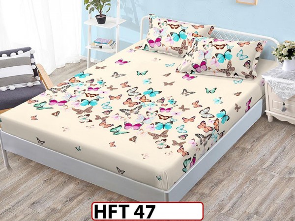 Husa de Pat din Finet + 2 Fete de Perne - Saltea 180x200 - Pat 2 Persoane - HFT47 Husa de Pat din Finet + 2 Fete de Perne - Saltea 180x200 - Pat 2 Persoane - HFT47