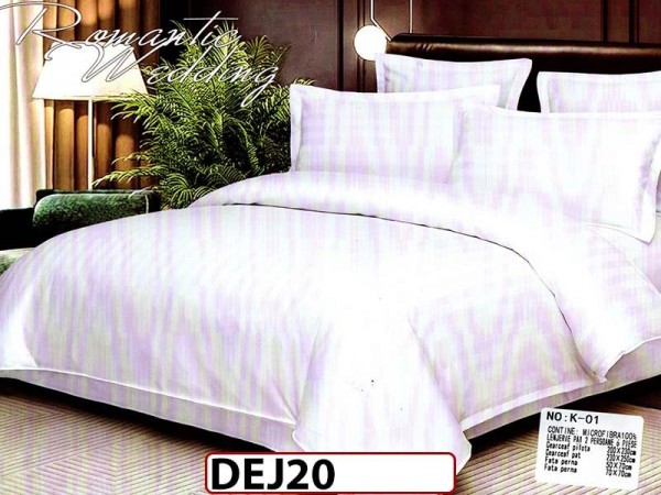 Lenjerie din damasc finet cu 6 piese, cearceaf cu elastic - DEJ20 Lenjerie din damasc finet cu 6 piese, cearceaf cu elastic - DEJ20