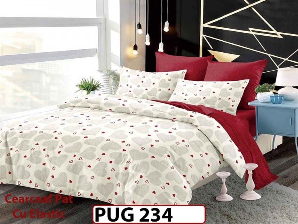 Lenjerie din finet 6 piese si cearceaf cu Elastic - PUG234