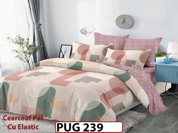Lenjerie din finet 6 piese si cearceaf cu Elastic - PUG239