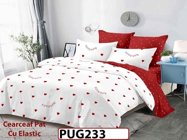 Lenjerie din finet 6 piese si cearceaf cu Elastic - PUG233
