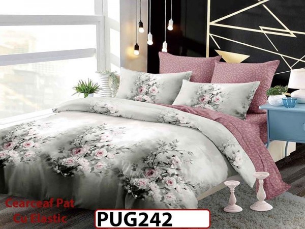Lenjerie din finet 6 piese si cearceaf cu Elastic - PUG242