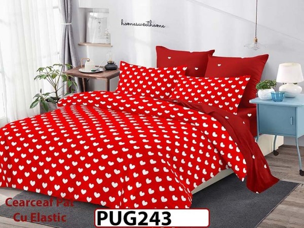 Lenjerie din finet 6 piese si cearceaf cu Elastic - PUG243