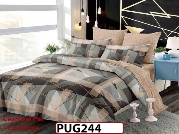 Lenjerie din finet 6 piese si cearceaf cu Elastic - PUG244