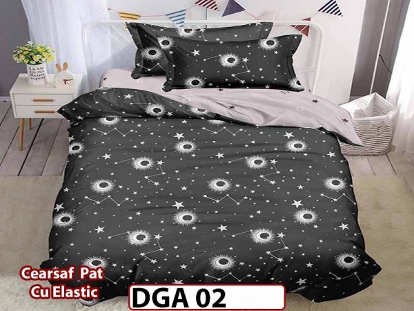 Lenjerie din finet 4 piese 1 Persoana Cearceaf cu Elastec - DGA 02