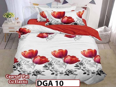 Lenjerie din finet 4 piese 1 Persoana Cearceaf cu Elastec - DGA 10