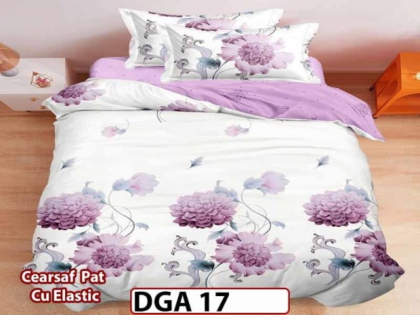 Lenjerie din finet 4 piese 1 Persoana Cearceaf cu Elastec - DGA 17