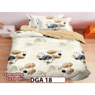 Lenjerie din finet 4 piese 1 Persoana Cearceaf cu Elastec - DGA 18