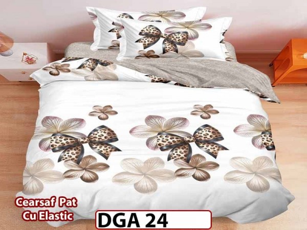 Lenjerie din finet 4 piese 1 Persoana Cearceaf cu Elastec - DGA 24 Lenjerie din finet 4 piese 1 Persoana Cearceaf cu Elastec - DGA 24