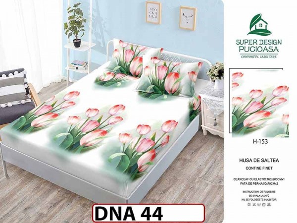 Husa de Pat din Finet + 2 Fete de Perne - Saltea 160x200 - Pat 2 Persoane - DNA44