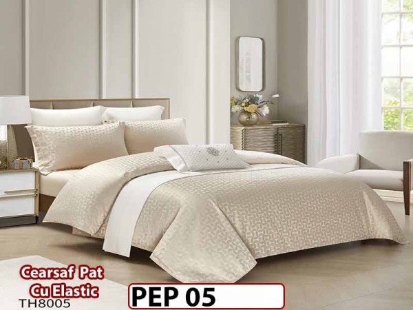Lenjerie pat dublu, Jacquard Finet, din 4 piese - PEP 05 Lenjerie pat dublu, Jacquard Finet, din 4 piese - PEP 05