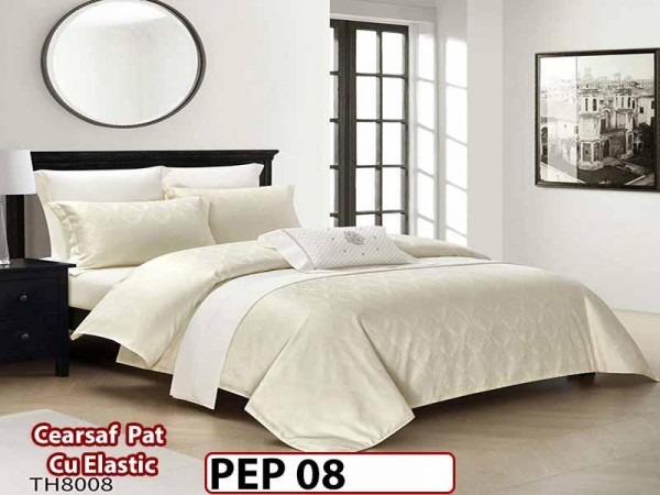 Lenjerie pat dublu, Jacquard Finet, din 4 piese - PEP 08 Lenjerie pat dublu, Jacquard Finet, din 4 piese - PEP 08