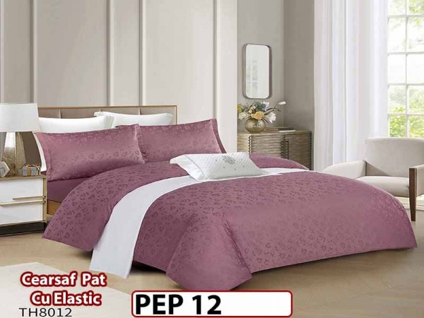 Lenjerie pat dublu, Jacquard Finet, din 4 piese - PEP 12 Lenjerie pat dublu, Jacquard Finet, din 4 piese - PEP 12
