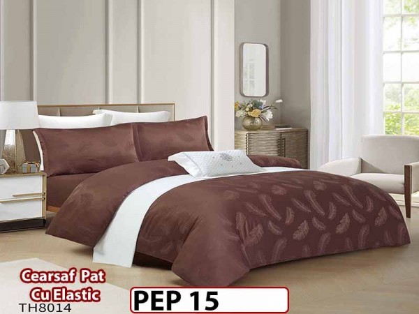 Lenjerie pat dublu, Jacquard Finet, din 4 piese - PEP 15 Lenjerie pat dublu, Jacquard Finet, din 4 piese - PEP 15