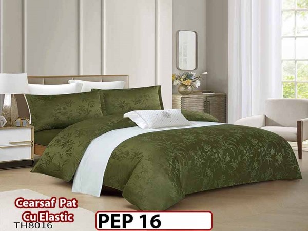 Lenjerie pat dublu, Jacquard Finet, din 4 piese - PEP 16 Lenjerie pat dublu, Jacquard Finet, din 4 piese - PEP 16