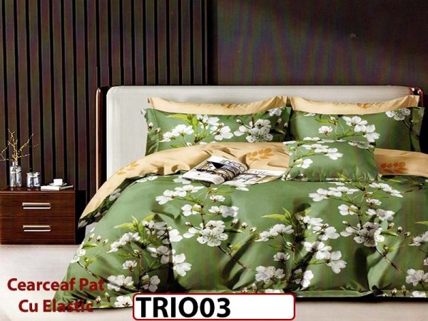 Lenjerie din finet 6 piese cearceaf cu elastic - TRIO03 Lenjerie din finet 6 piese cearceaf cu elastic - TRIO03