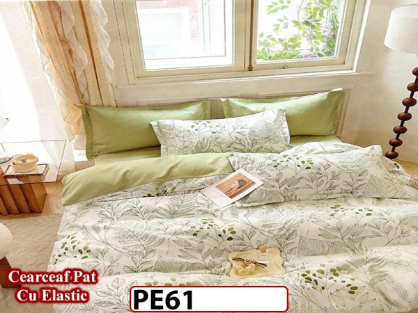 Lenjerie din finet 4 piese 1 Persoana Cearceaf cu Elastec - PE 61