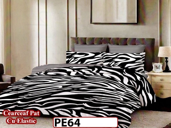 Lenjerie din finet 4 piese 1 Persoana Cearceaf cu Elastec - PE64