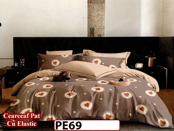 Lenjerie din finet 4 piese 1 Persoana Cearceaf cu Elastec - PE69