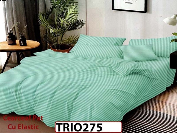 Lenjerie din damasc finetat  6 piese cearceaf cu elastic - TRIO275
