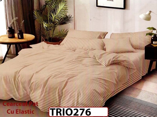 Lenjerie din damasc finetat  6 piese cearceaf cu elastic - TRIO276