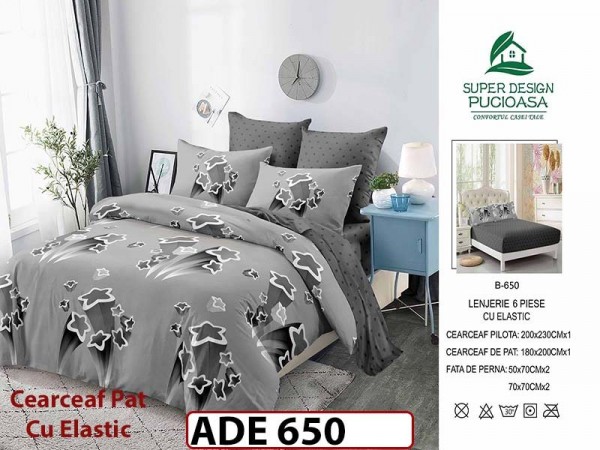 Lenjerie din finet  6 piese si cearceaf cu elastic - ADE 650