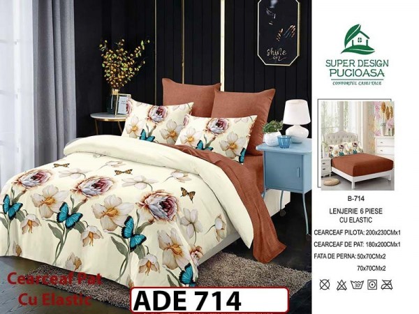 Lenjerie din finet 6 piese si cearceaf cu elastic - ADE714 Lenjerie din finet 6 piese si cearceaf cu elastic - ADE714