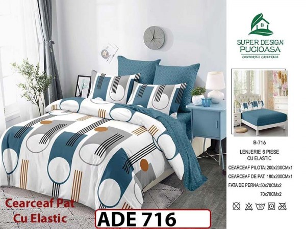 Lenjerie din finet  6 piese si cearceaf cu elastic - ADE716