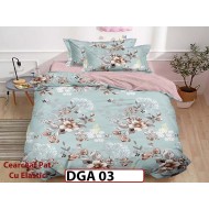 Lenjerie din finet 4 piese 1 Persoana Cearceaf cu Elastec - DGA 03