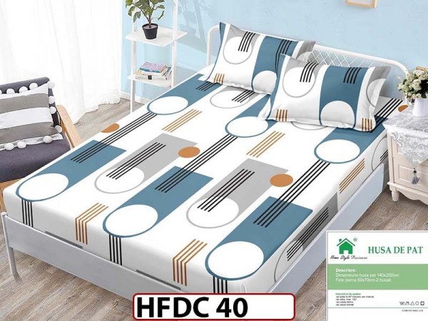 Husa de Pat din Finet + 2 Fete de Perne - Saltea 140x200 - Pat 2 Persoane -HFDC40
