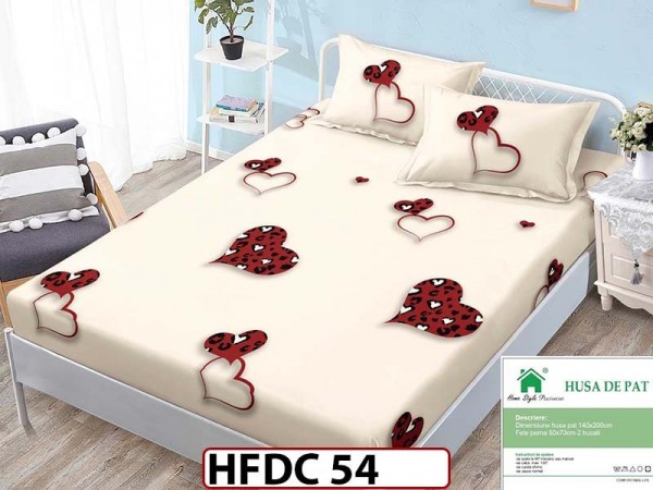 Husa de Pat din Finet + 2 Fete de Perne - Saltea 140x200 - Pat 2 Persoane -HFDC54