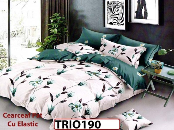 Lenjerie din finet 4 piese cearceaf cu elastic - TRIO190 Lenjerie din finet 4 piese cearceaf cu elastic - TRIO190