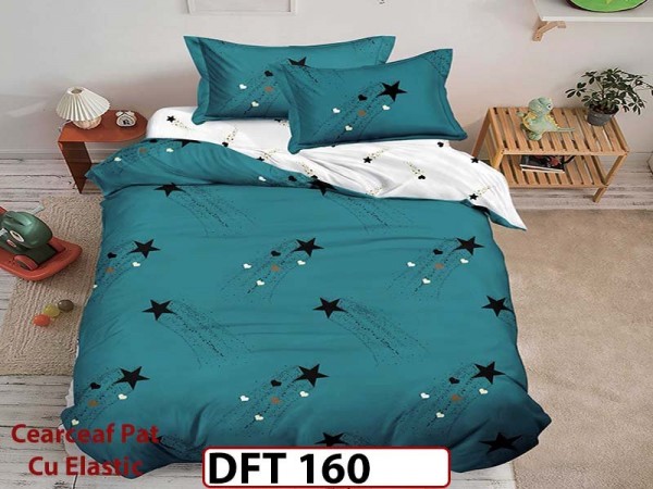 Lenjerie din finet 4 piese 1 Persoana Cearceaf cu Elastec - DFT160 Lenjerie din finet 4 piese 1 Persoana Cearceaf cu Elastec - DFT160