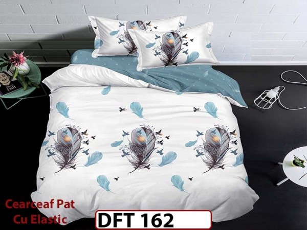 Lenjerie din finet 4 piese 1 Persoana Cearceaf cu Elastec - DFT162 Lenjerie din finet 4 piese 1 Persoana Cearceaf cu Elastec - DFT162