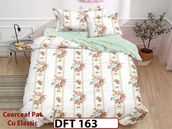 Lenjerie din finet 4 piese 1 Persoana Cearceaf cu Elastec - DFT163 Lenjerie din finet 4 piese 1 Persoana Cearceaf cu Elastec - DFT163