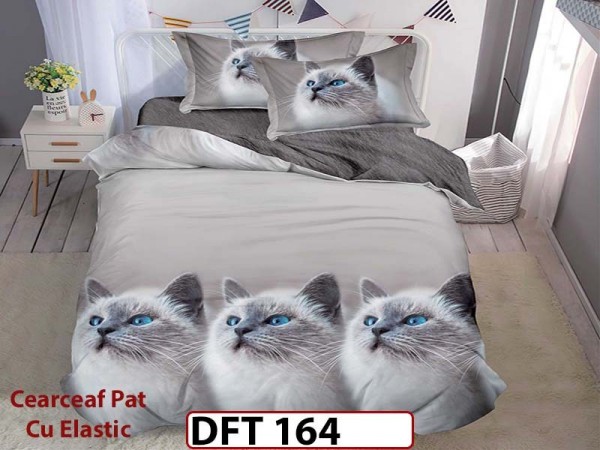 Lenjerie din finet 4 piese 1 Persoana Cearceaf cu Elastec - DFT164 Lenjerie din finet 4 piese 1 Persoana Cearceaf cu Elastec - DFT164