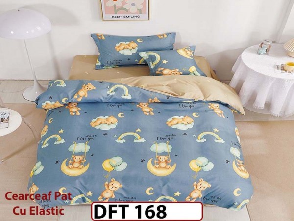 Lenjerie din finet 4 piese 1 Persoana Cearceaf cu Elastec - DFT168 Lenjerie din finet 4 piese 1 Persoana Cearceaf cu Elastec - DFT168