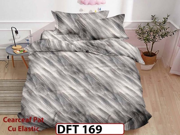 Lenjerie din finet 4 piese 1 Persoana Cearceaf cu Elastec - DFT169