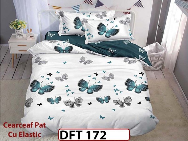 Lenjerie din finet 4 piese 1 Persoana Cearceaf cu Elastec - DFT172 Lenjerie din finet 4 piese 1 Persoana Cearceaf cu Elastec - DFT172