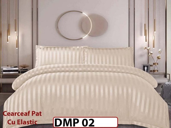 Lenjerie din damasc finet cu 4 piese, cearceaf cu elastic - DMP 02