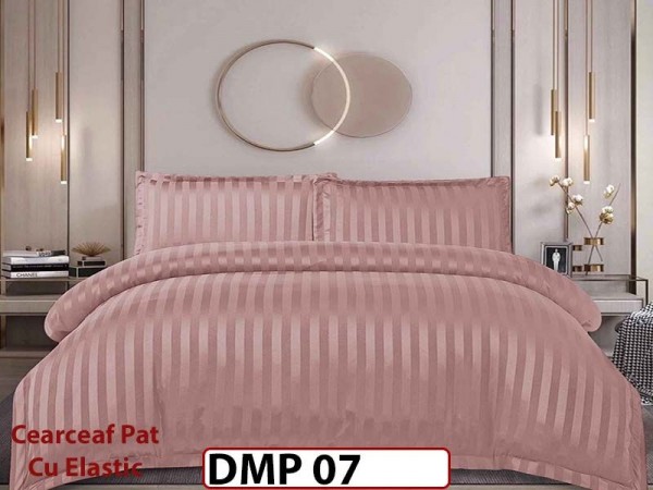 Lenjerie din damasc finet cu 4 piese, cearceaf cu elastic - DMP 07