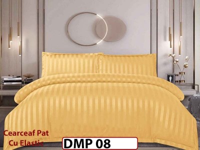 Lenjerie din damasc finet cu 4 piese, cearceaf cu elastic - DMP 08