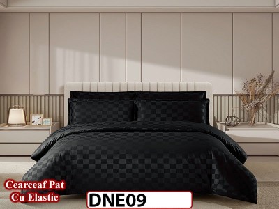 Lenjerie din damasc finet cu 4 piese, cearceaf cu elastic - DNE 09