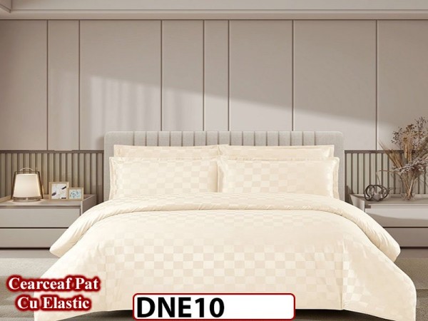 Lenjerie din damasc finet cu 4 piese, cearceaf cu elastic - DNE 10 Lenjerie din damasc finet cu 4 piese, cearceaf cu elastic - DNE 10