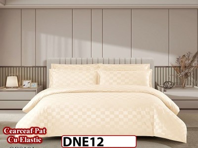 Lenjerie din damasc finet cu 4 piese, cearceaf cu elastic - DNE 12