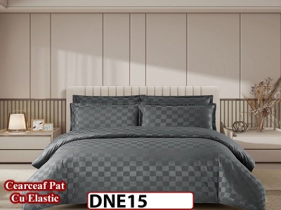 Lenjerie din damasc finet cu 4 piese, cearceaf cu elastic - DNE 15