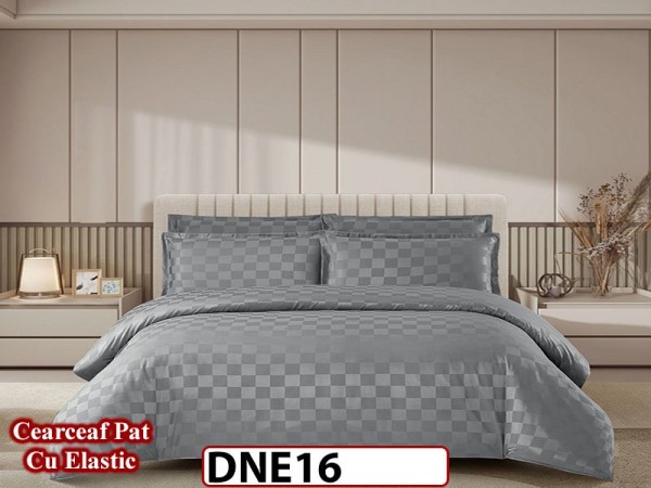 Lenjerie din damasc finet cu 4 piese, cearceaf cu elastic - DNE 16 Lenjerie din damasc finet cu 4 piese, cearceaf cu elastic - DNE 16