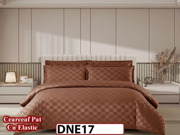 Lenjerie din damasc finet cu 4 piese, cearceaf cu elastic - DNE 17 Lenjerie din damasc finet cu 4 piese, cearceaf cu elastic - DNE 17