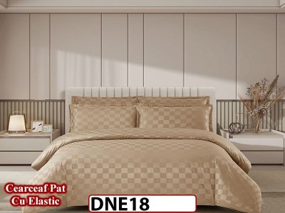 Lenjerie din damasc finet cu 4 piese, cearceaf cu elastic - DNE 18