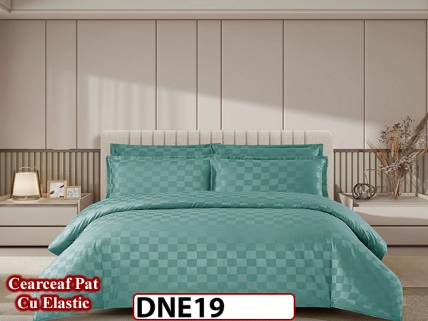 Lenjerie din damasc finet cu 4 piese, cearceaf cu elastic - DNE 19 Lenjerie din damasc finet cu 4 piese, cearceaf cu elastic - DNE 19